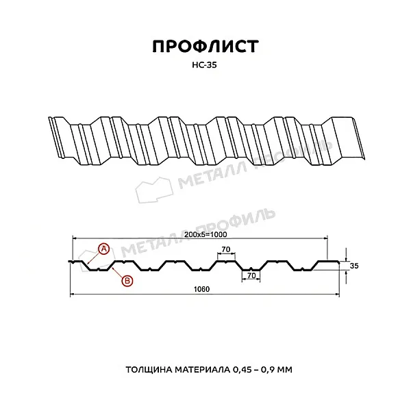 Профилированный лист НС-35х1000-A NormanMP (ПЭ-01-5002-0,5)